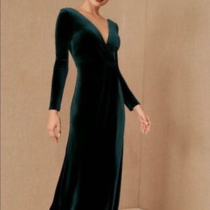 BHLDN Green Velvet Gown